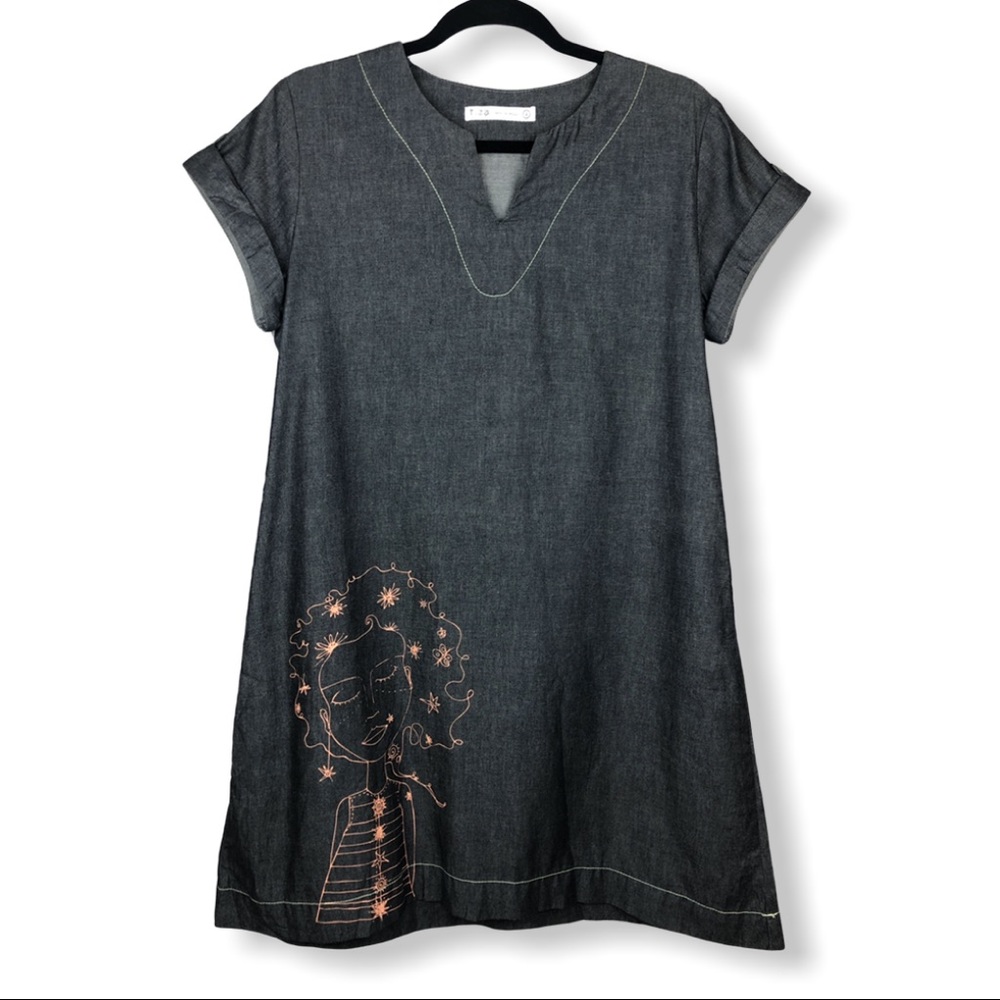 Tiza A Mano Chambray Denim Mexican Dress Size 4